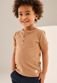 Next SHORT SLEEVE HENLEY NECK -REGULAR FIT - T-shirts print - tan brown