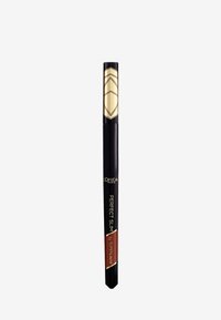 Crayon eyeliner noir avec un design géométrique doré sur le capuchon. Dispose d'une pointe fine pour une application précise. Le texte indique "Perfect Slim by Superliner."
