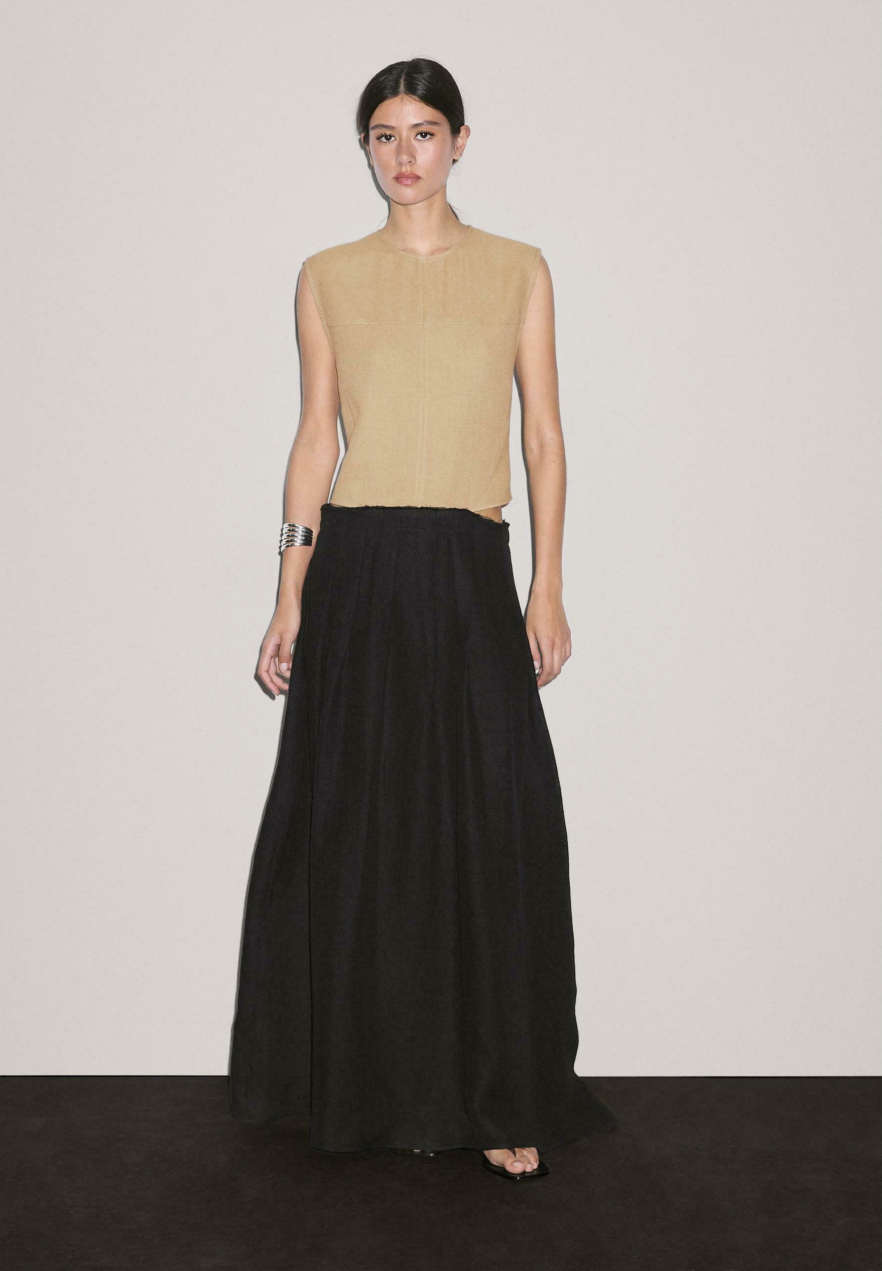 Massimo Dutti CONTRAST LONG WITH SIDE SLITS - Maxi dress
