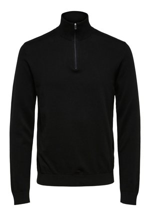 Selected, SLHBERG LS HALF ZIP NOOS - Trui - black