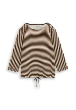 TOM TAILOR, T-SHIRT STRUCTURED - Langarmshirt - dark brown beige stripe