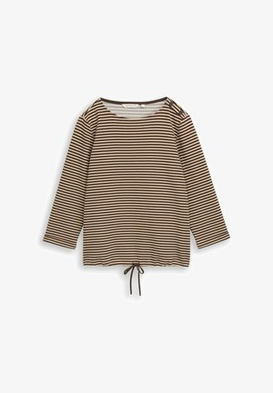 TOM TAILOR, T-SHIRT STRUCTURED - Long sleeved top - dark brown beige stripe