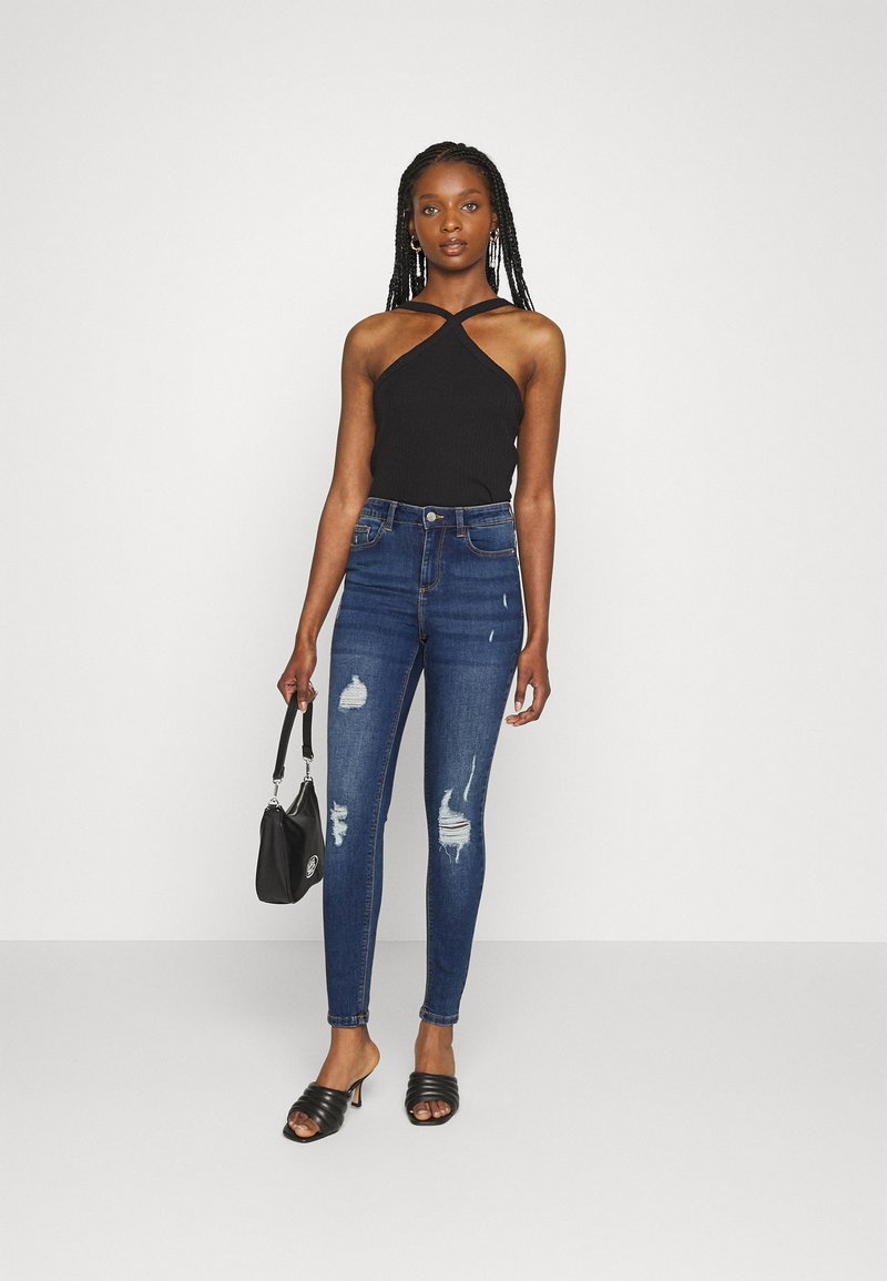 Damen Skinny | Noisy May Petite NMCALLIE DESTROY Jeans Skinny Fit medium blue denim/blue denim - XS71170 Damen Skinny | Noisy May Petite NMCALLIE DESTROY Jeans Skinny Fit medium blue denim/blue denim - XS71170