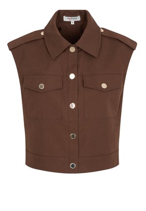 Morgan, MORGAN MORGAN SLEEVELESS CROPPED JACKET - Bodywarmer - marron foncé