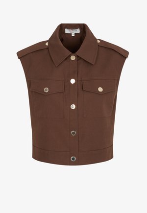 Morgan, MORGAN MORGAN SLEEVELESS CROPPED JACKET - Bodywarmer - marron foncé