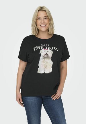 ONLY Carmakoma GESCHNITTEN RUNDHALS TANK - Print T-shirt - black