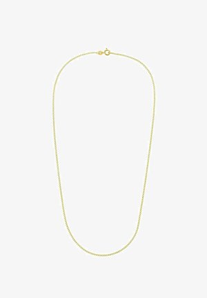 Goldfarbener Halsreif aus Metallkette mit einem einfachen, runden Verschluss. Die glatten, gleichmäßigen Glieder verleihen ein zartes, unaufdringliches Design.