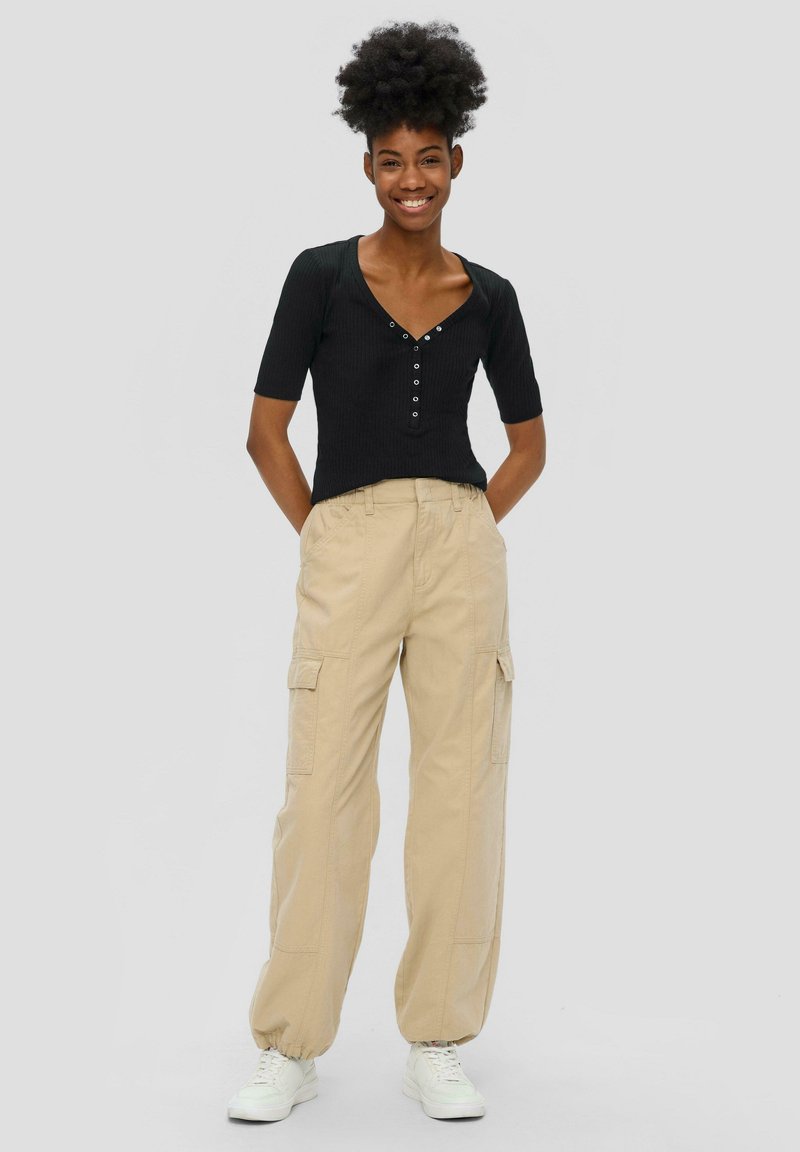 QS MIT STRUKTUR - T-shirt basic - schwarz