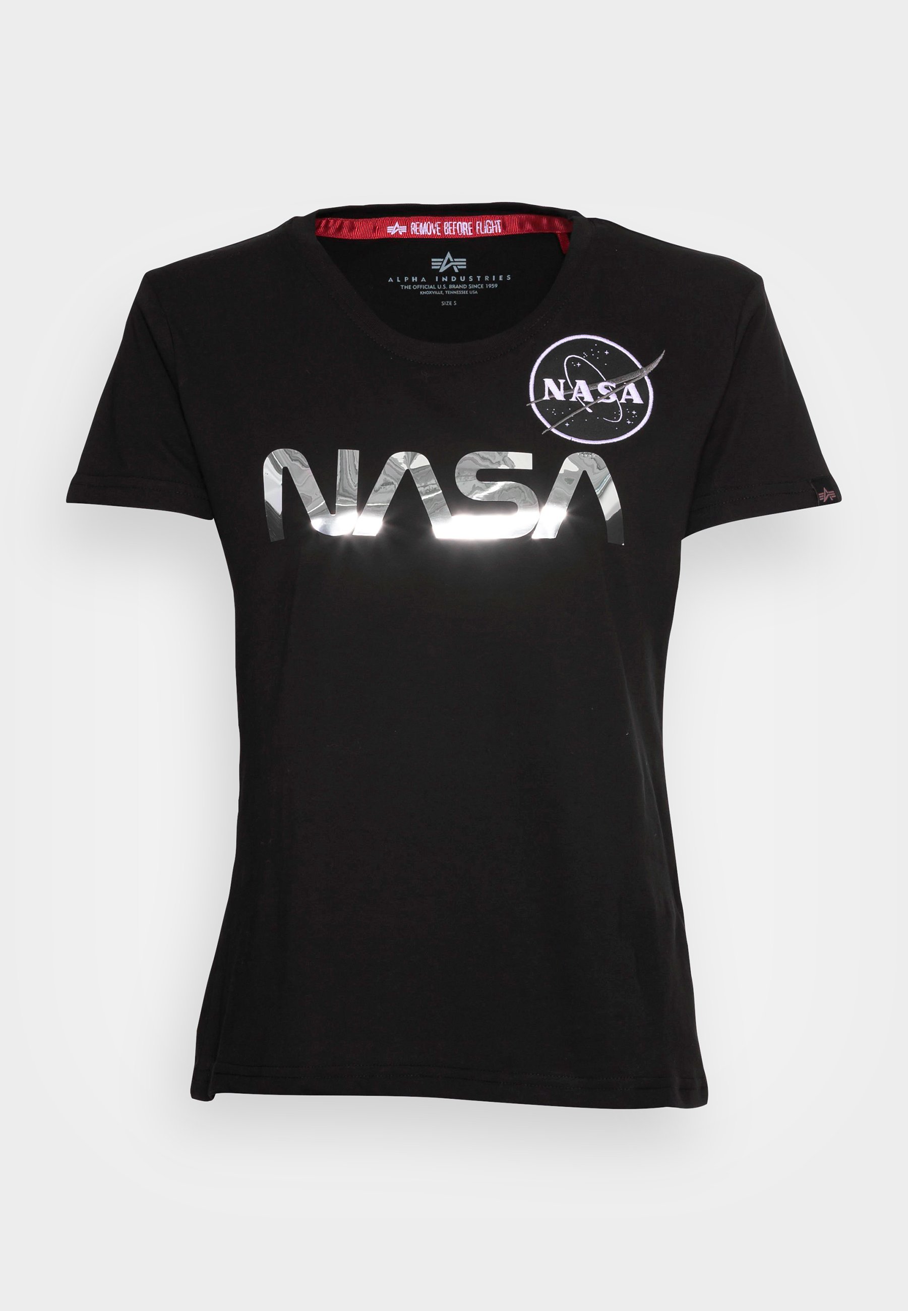 Alpha Industries NASA PM Dames T-shirt - Zwart Zilver
