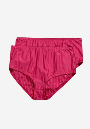 Culottes rayées roses en tissu lisse, dotées d'une taille élastique et d'une coupe modérée. Comprend deux paires empilées ensemble.