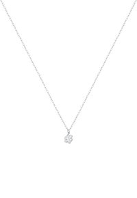 Sølv halskæde med en delikat kæde, der har en poteformet vedhæng, tekstureret med glatte og forhøjede områder for detaljer.