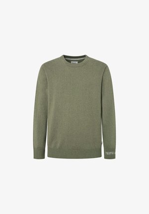 Olive roheline kudumisseelik ümmarguse kaelusega ja pikkade varrukatega. Triibuline äär ja varrukas. Sellel on väike "PEPE" logo varrukal.