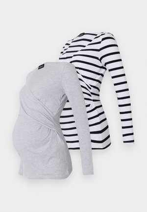 Even&Odd Maternity 2 PACK - Topper langermet - black white/mottled light grey