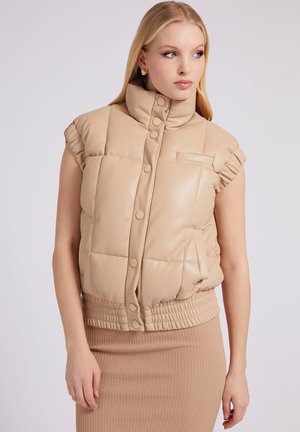 WATTIERTE WESTE AUS KUNSTLEDER - Vesta - beige