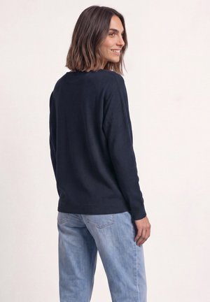 Street One, DOLMAN PULLOVER MIT BOAT NECK - Striktrøje - darkest blue