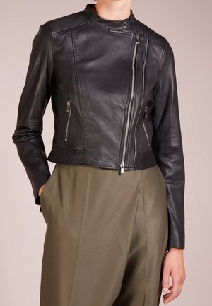 HUGO Veste en cuir - black