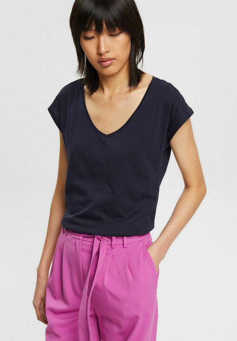 Damen Kleider | edc by Esprit T-Shirt basic navy/dunkelblau meliert - OQ82870 Damen Kleider | edc by Esprit T-Shirt basic navy/dunkelblau meliert - OQ82870