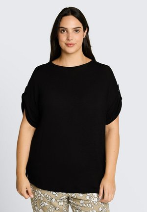 TOM TAILOR, TOM TAILOR T-SHIRT PLUS SIZE - T-SHIRT MIT TURN-UP-FUNKTION - Basic T-shirt - deep black