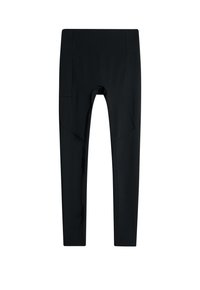 Svarta leggings med hög midja, sömlös design och sidficka. Tillverkade av stretchigt, fukttransporterande material.