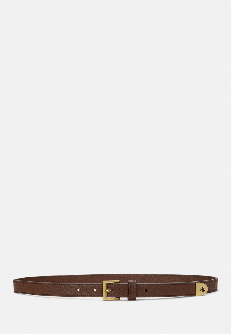 Lauren Ralph Lauren PEBBLED LEATHER SKINNY BELT - Cinto - dark mahogany