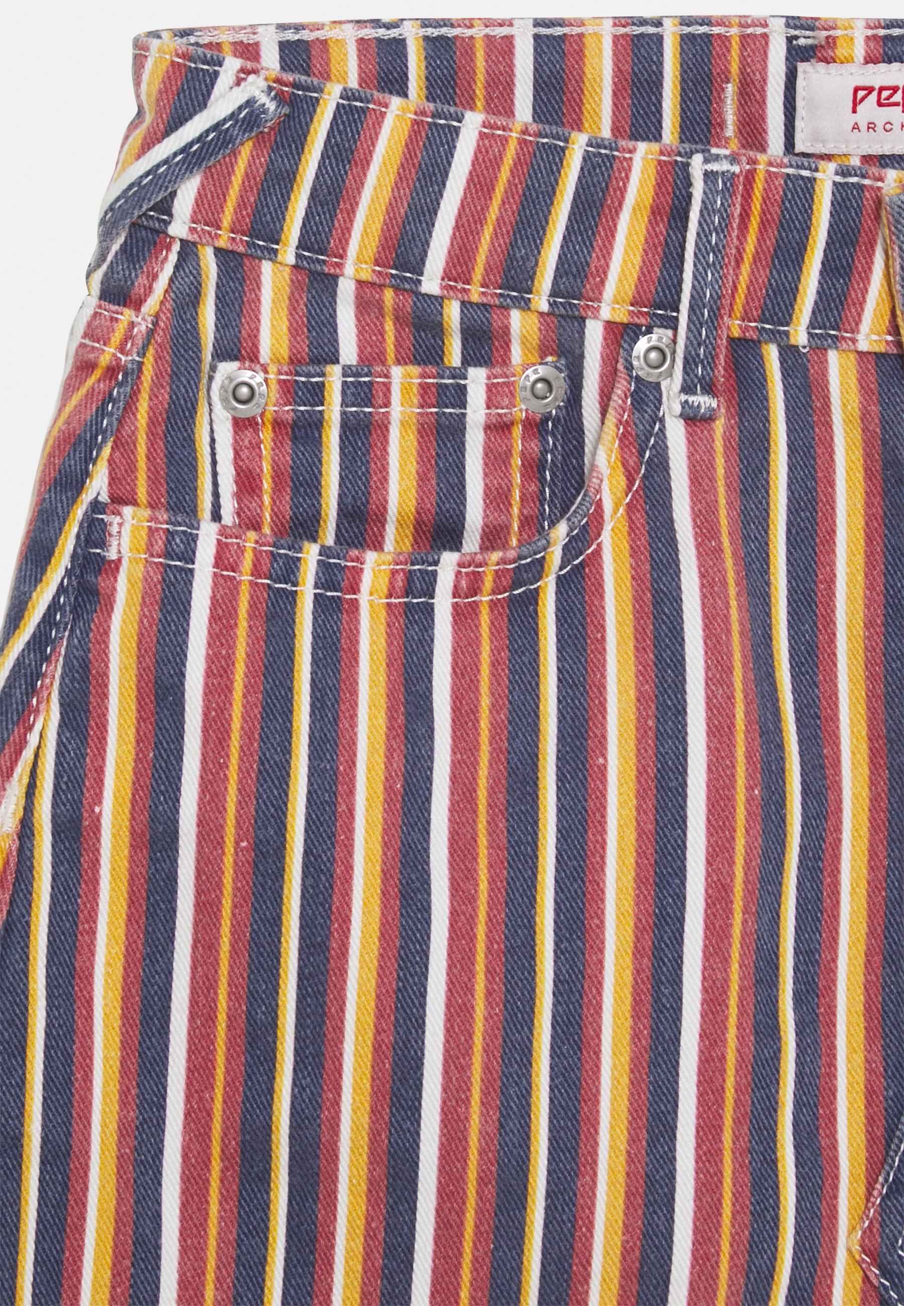 multi coloured striped jeans