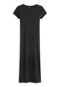 RIBBED T-SHIRT STYLE MAXI COLUMN DRESS WITH SLIT DETAIL - Haljina s naramenicama - black