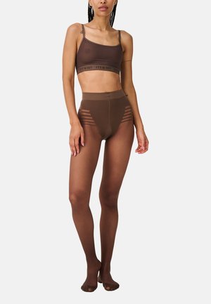 INVISIBLE SHAPING STRIPES PANTY COMPRESSION TIGHTS 15 DEN - MADE IN GERMANY - Strumpfhose - cacao