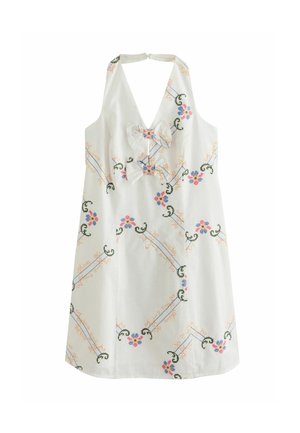Next, REGULAR FIT - HALTER BOW MINI DRESS - Denné šaty - white floral embroidered