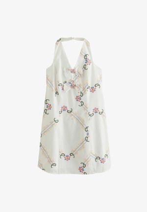 Next, REGULAR FIT - HALTER BOW MINI DRESS - Day dress - white floral embroidered