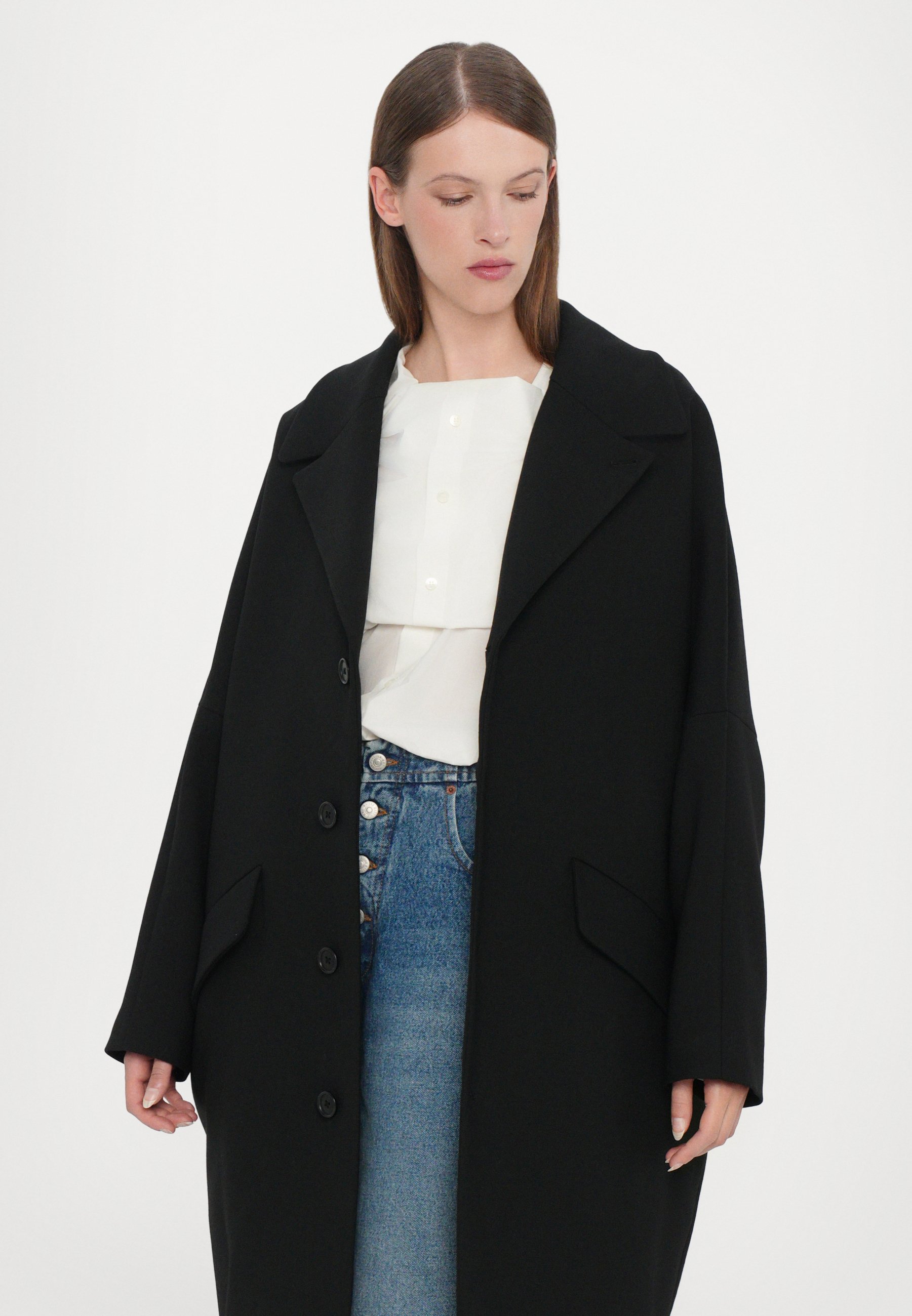 Maison Margiela×/Oversized P coat/黒 MM6 Maison Margiela Classic coat - black - Zalando.co.uk