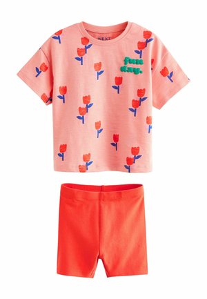 SHORT SLEEVE AND CYCLE SET- REGULAR FIT - Kratke hlače - pink tulip flower print