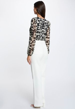 Morgan, MORGAN MORGAN V-NECK T-SHIRT WITH SHEER SLEEVES - Pusero - multicolore