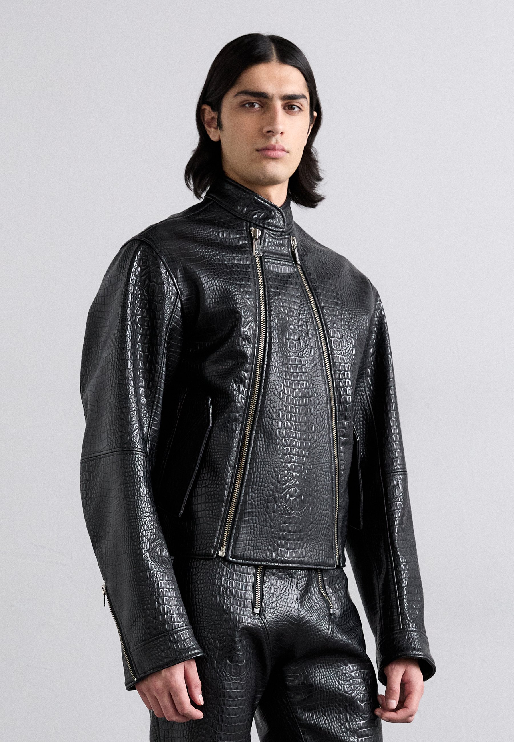 GmbH BIKER JACKET WITH DOUBLE ZIPS - Faux leather jacket - black 