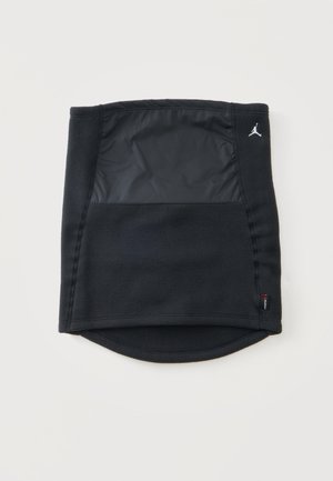 Черна вълнена маска за врат с гладък панел отпред, малко бяло лого Jumpman отстрани и извито долно ребро.