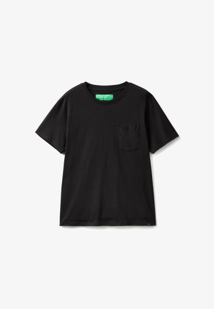 United Colors of Benetton SHORT-SLEEVED CREW NECK WITH POCKET TAG ON THE SIDE - Camiseta básica - black
