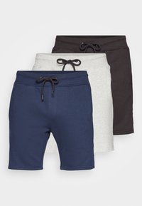 3 PACK - Shorts - black/mottled light grey/dark blue