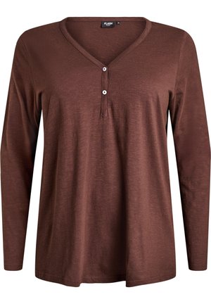 FLASH - MIT V-AUSSCHNITT UND KNÖPFEN - Top dugih rukava - seal brown
