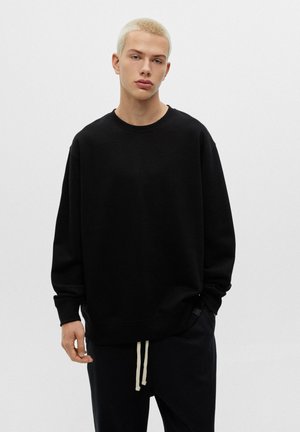 BASIC LONG SLEEVE ROUND NECK - Sweatshirt - mottled black