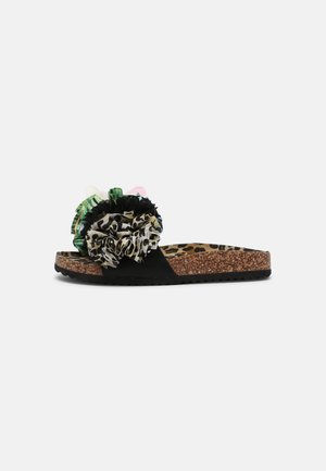 BIO WIDE SOLE FLOWER MIX - Klapki - black