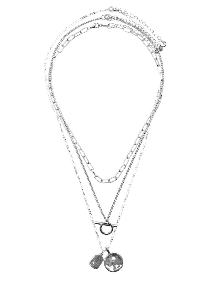 PULL&BEAR TONED TRIPLESTRAND Necklace silver coloured/silver