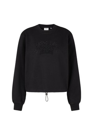 Felpa nera cropped con maniche lunghe, caratterizzata da polsini a coste e orlo con cordino. Presenta un logo testurizzato "JOOP! JEANS" sulla parte frontale.