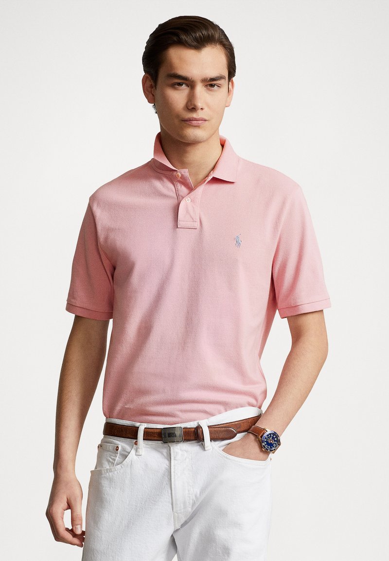 Short Sleeve Polo - Light Pink Stripe