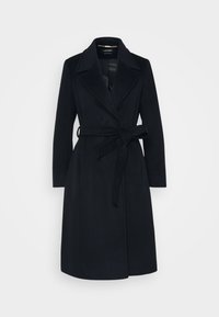 BELTED WOOL-BLEND WRAP COAT - Κλασικό παλτό - black