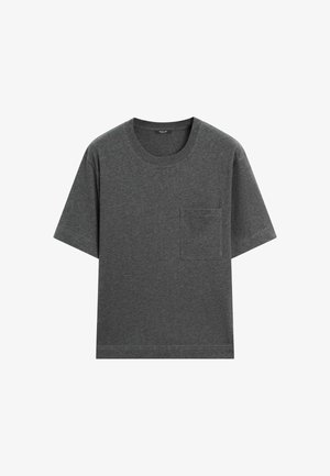 Massimo Dutti, SHORT SLEEVE T-SHIRT WITH POCKET DETAIL - T-shirt basic - mottled grey