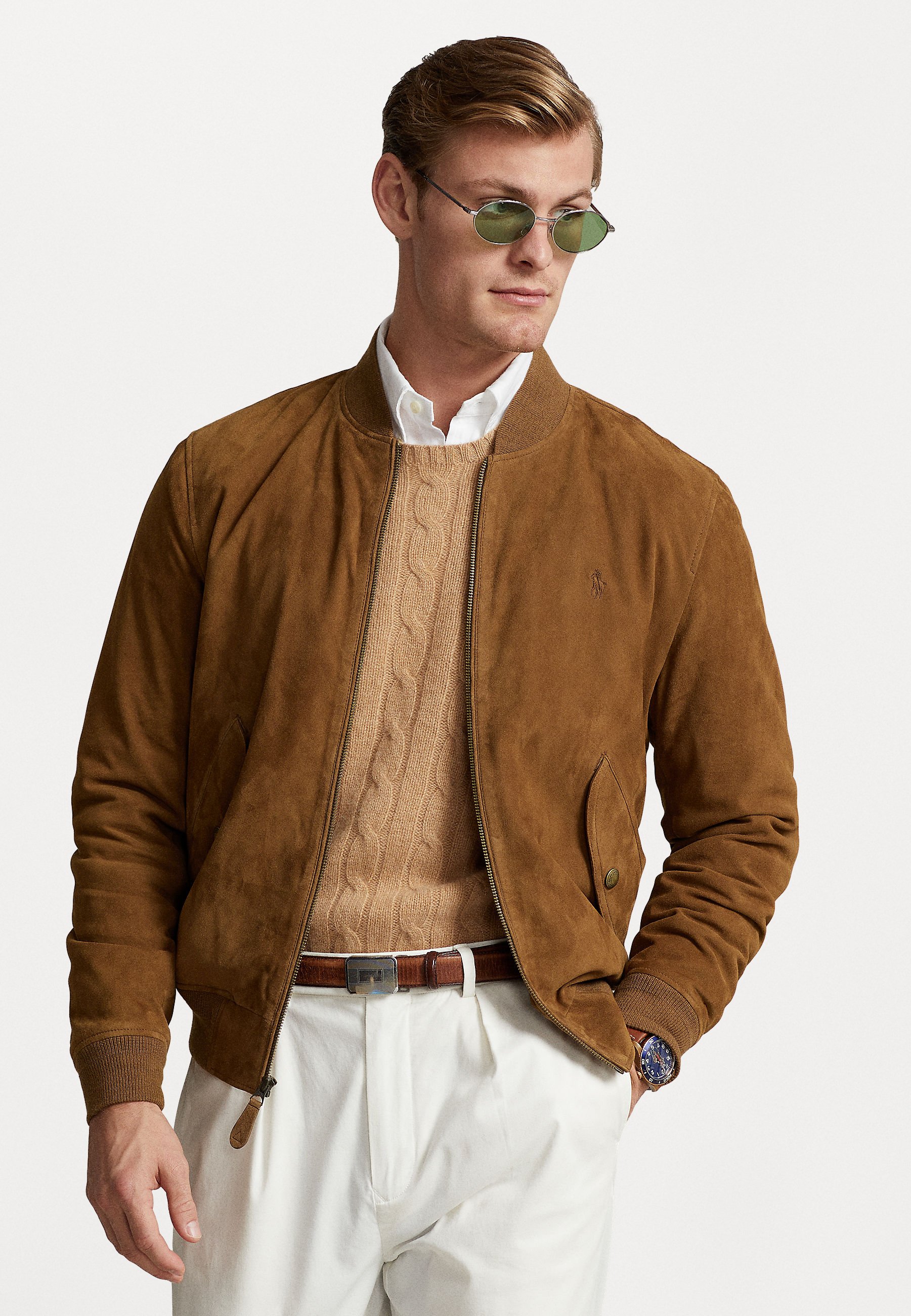 Polo Ralph Lauren SUEDE BOMBER JACKET - Leather jacket - country 