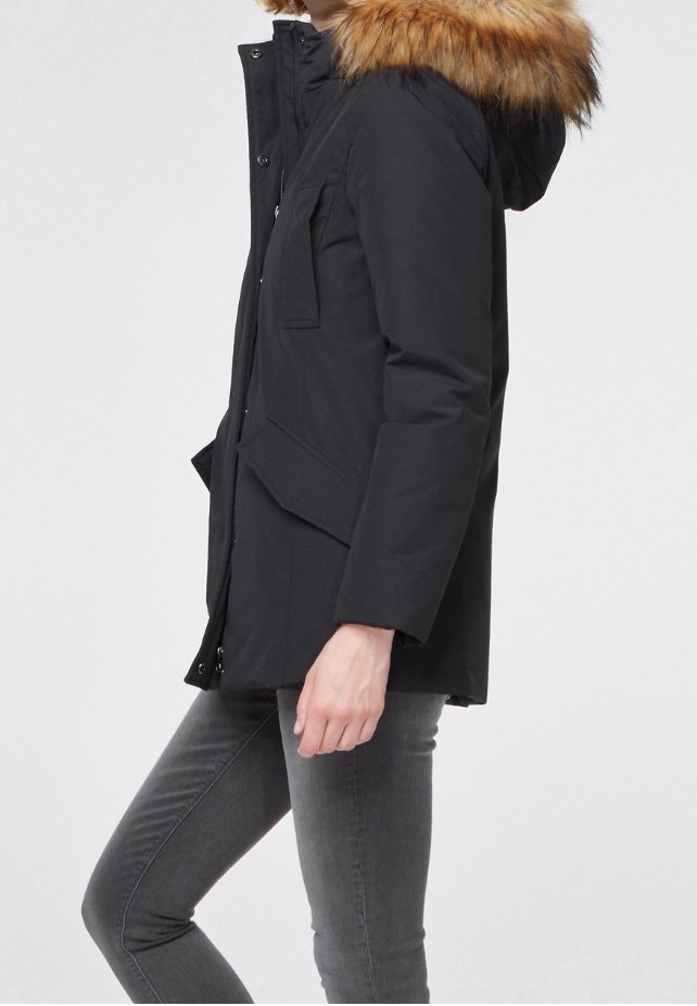 Felljacke Schwarze Winterjacke Mit Schwarzem Fell Damen