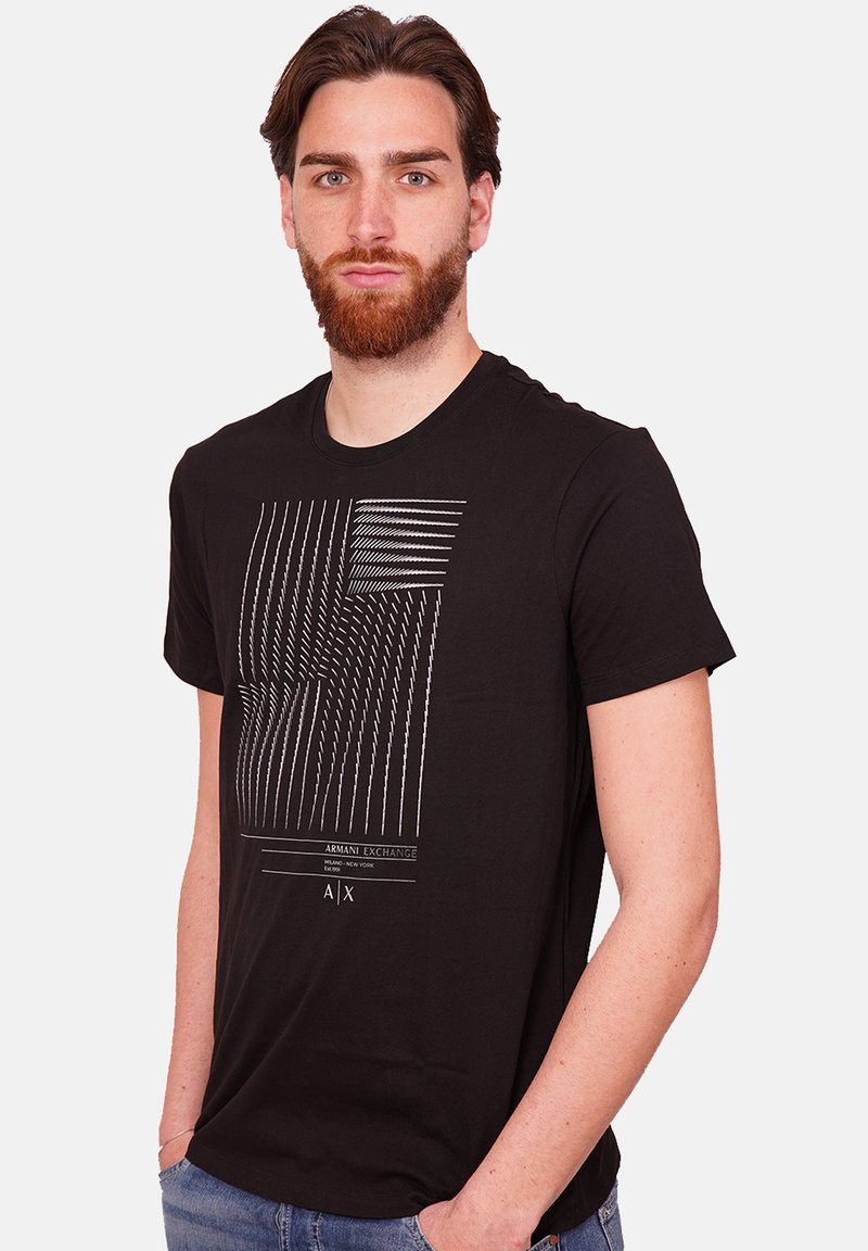 Armani Exchange CON STAMPA OTTICA T-shirt con stampa nero