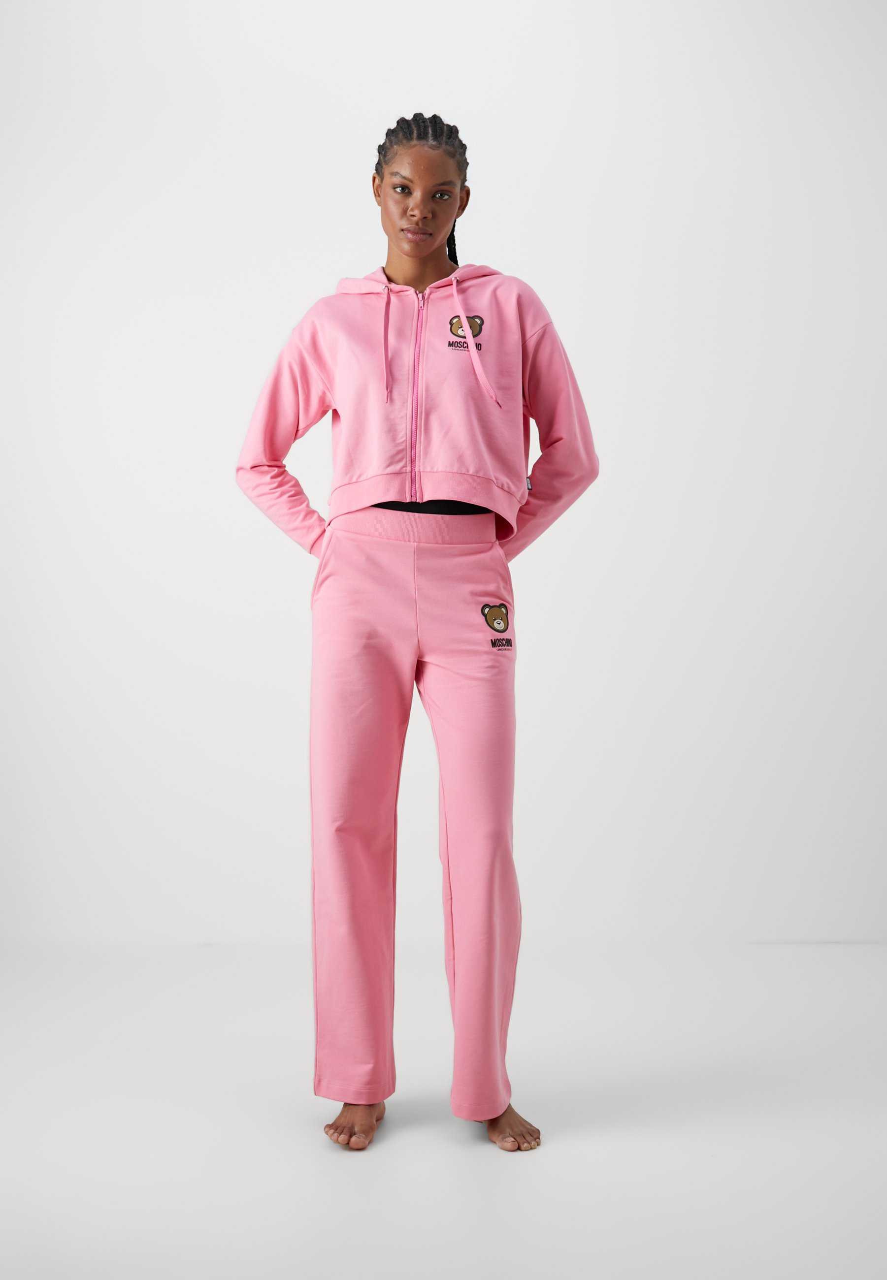 パンツ MOSCHINO Women Straight Pants A033332282188 Pink Moschino Baby - Girls Pink Cotton Teddy Bear Trouser Set