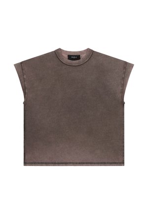 FAVELA, MUSCLE DISTRESSED SHIRT - Lihtne T-särk - brown washed