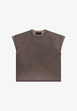 FAVELA, MUSCLE DISTRESSED SHIRT - Lihtne T-särk - brown washed